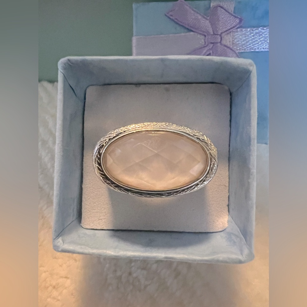 Lorenzo Michelle Albala Faceted Rose Quartz Sterling Silver Ring Firm